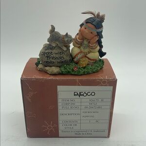 Enesco "Friends of a Feather" figurine "FOF Boy with Puppy Fig"